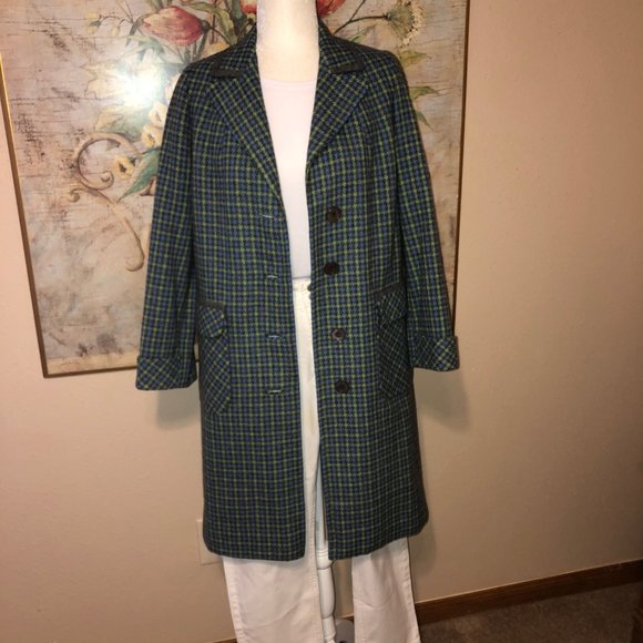 Sz M Ed Beehan's Tweed Shop Vintage 60’s 70’s Green Plaid Wool Jacket - Picture 6 of 16